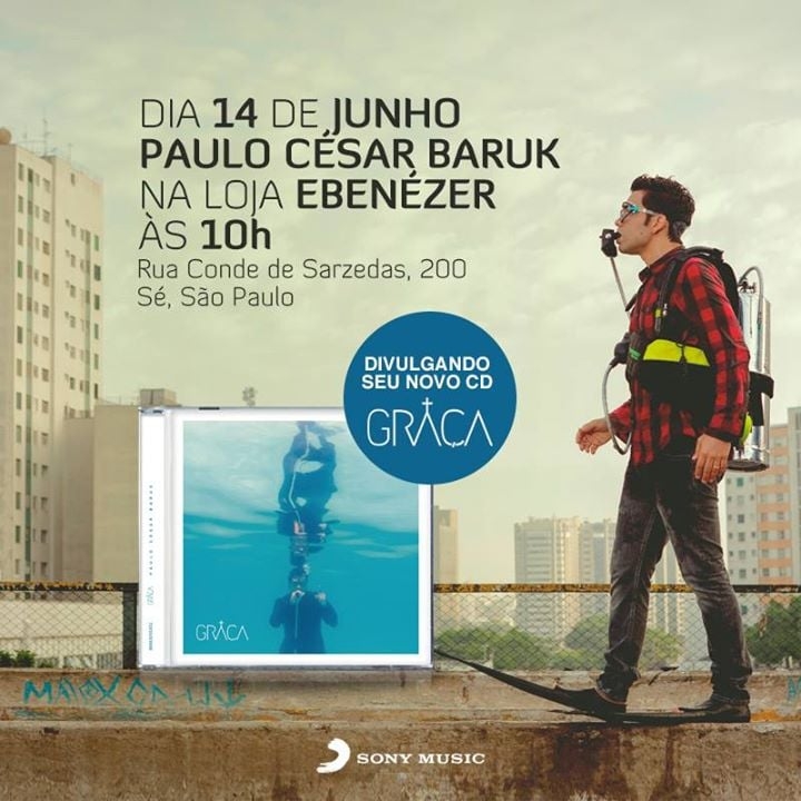 Paulo César Baruk estará em ação de divulgação de seu novo CD "Graça", em SP