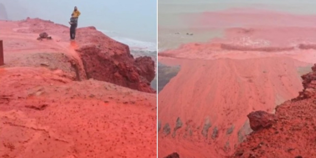 Mar e cachoeiras ficam em cor de sangue no Ir&atilde; e remete a praga b&iacute;blica -  Guiame