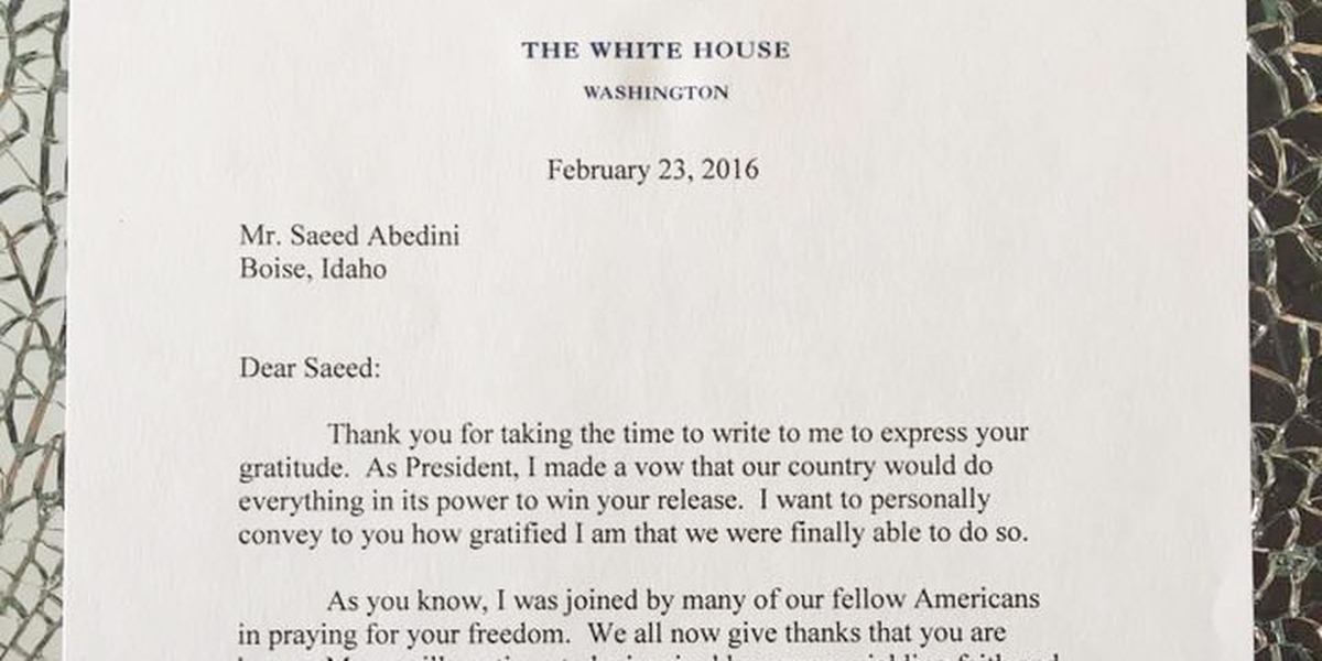 Obama envia carta ao pastor Saeed Abedini: 