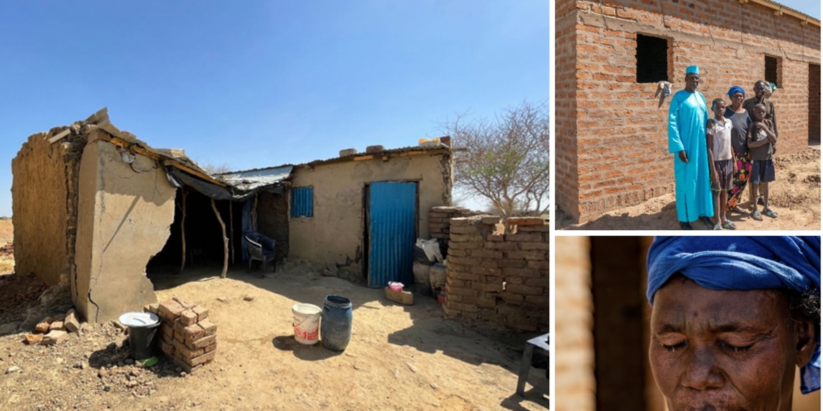 Mulher chora ao ter casa reconstruída por missionários, após enchente no  Chade