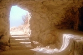 Pintura que remete ao sepulcro de Jesus Cristo após sua ressurreição.