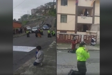 Policiais e civis ajoelhados em oração nas ruas de Quito, capital do Equador. (Foto: Reprodução/Facebook)