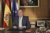 O Rei Juan Carlos da Espanha durante anúncio de sua abdicação nesta segunda-feira (2) 