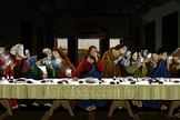 Na nova versão da pintura, os 12 discípulos parecem estar dispersos, apenas e olhando para seus smartphones e Jesus Cristo estaria decepcionado com a situação.