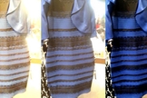 Vestido azul e preto ou branco e dourado