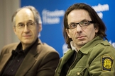 Jean-Baptiste Thoret e Gerard Biard, do "Charlie Hebdo", em Washington (EUA).