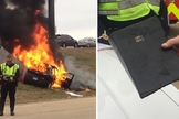 Uma Bíblia também foi recuperada sem nenhum dano, apesar do carro ter sofrido perda total. (Foto: Reprodução/CNN)