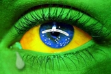 Bandeira do Brasil estampada em olho humano. (Imagem: Sossego News)