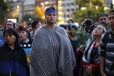 Representantees do povo Mapuche durante protesto no Chile. (Foto: Reuters)