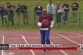 Ella Mae Colbert corre para quebrar o recorde dos 100 metros, no Alabama. (Imagem: WSPA News)