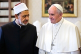 O papa Francisco recebeu o líder religioso da Mesquita de al-Azhar, Ahmed al-Tayeb, no Palácio Apostólico. (Foto: Max Rossi/Associated Press)