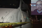 O furgão do pastor Leon teve sua porta arrancada após ser atingido pelo carro que o atropelou. (Foto: ABC)