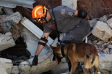 Os bombeiros decidiram mudar de tática e passaram a trabalhar em silêncio absoluto, com a ajuda de cães treinados para esse tipo de resgate. (Foto: G1)