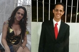 À esquerda, Thiago Leite ainda no tempo em que era travesti. Á direita, após sua conversão. (Imagem: Guiame)