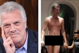 Pedro Bial (esquerda) e performance de homem nu com crianças no MAM (direita). (Imagem - Edição: Guiame)