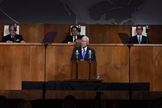 Vice-presidente dos Estados Unidos, Mike Pence, em discurso no Queens Museum, em Nova York. (Foto: AFP/Timothy A. Clary)