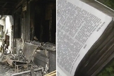 A Bíblia não foi atingida pelas chamas, apesar da intensidade do incêndio. (Foto: Reprodução/NewsChannel 6)