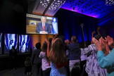Benjamin Netanyahu em discurso televisionado na conferência Cristãos Unidos por Israel, em Washington. (Foto: Twitter)