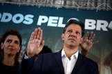 Fernando Haddad participou de um evento com evangélicos no dia 17 de outubro. (Foto: Fernando Bizerra Jr./EPA)