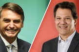 Jair Bolsonaro (PSL) e Fernando Haddad (PT) disputam o segundo das eleições em 2018. (Imagem: UOL)