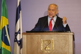 Primeiro-ministro de Israel, Benjamin Netanyahu, em encontro com a comunidade judaica e amigos cristãos de Israel, no Rio. (Foto: Tânia Rêgo/Agência Brasil)
