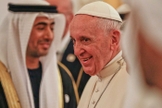 Papa Francisco em visita histórica e Abu Dhabi, nos Emirados Árabes Unidos. (Foto: AP/Andrew Medichini)