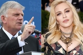 Franklin Graham (esquerda) respondeu às declarações de Madonna (direita) sobre 'Jesus apoiar o aborto'. (Imagem: Edição)