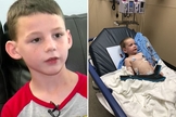 Konnor (à esquerda) e Rylan (à direita) que ficou internado por dois dias em um hospital. (Foto: Reprodução/WAFB News)