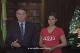 Jair e Michelle Bolsonaro em pronunciamento oficial de Natal. (Foto: Reprodução)