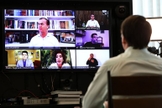 Presidente Jair Bolsonaro em videoconferência com lideranças religiosas na Páscoa. (Foto: Marcos Correa/PR)