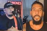 Digão (à esquerda) comentou a morte de Bessanger Abrantes e abriu espaço para a mensagem de Rodolfo Abrantes (à direita) na live dos Raimundos. (Imagem: UOL)