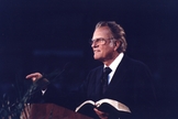 Billy Graham durante uma cruzada em Albany, Nova York, em 1990. (Foto: Associação Evangelística Billy Graham)