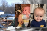 Kaden e Dallas, de 15 e 3 meses, sobreviveram ao tornado. (Foto: Captura de tela/WFIE-TV)