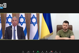 O presidente ucraniano Volodymyr Zelensky fala de Kiev, na Ucrânia, aos legisladores do Knesset em 20 de março de 2022. (Foto: Captura de tela/YouTube)