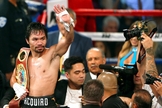 Manny Pacquiao após se tornar campeão do WBO peso meio-médio no Thomas & Mack Center em Las Vegas, em 2016. (Foto: Reuters/Las Vegas Sun/L.E. Baskow)