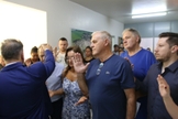 O pastor Joel Engel abençoou a posse de Lourenço Moro como prefeito de Faxinal do Soturno. (Foto: Ministério Engel)