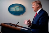 Presidente americano Donald Trump em coletiva de imprensa sobre coronavírus. (Foto: Jim Watson/AFP via Getty Images)