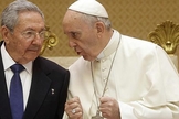 Líder cubano Raúl Castro em conversa com Papa Francisco. (Foto: ABC)