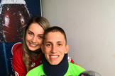 Andressa Perkovski e o goleiro Jackson Folmann, em foto após a tragédia. (Foto: Reprodução/Instagram)