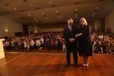 Pastor Joel Engel e sua esposa, Mara Engel, na Escola Profética 2018. (Foto: Divulgação)