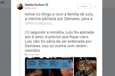 Natália Portinari é jornalista da revista Época e menosprezou o infanticídio indígena para tentar desmentir e acusar a ministra Damares Alves de sequestro. (Imagem: Twitter - Reproduçã)