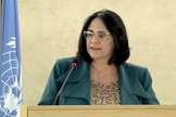 Ministra da Mulher, Família e Direitos Humanos, Damares Alves, em discurso na ONU. (Foto: Reprodução/TV Globo)