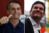 Presidente Jair Bolsonaro e ministro da Justiça Sérgio Moro. (Foto: Silvia Izquierdo/AP/Rodolfo Buhrer/Reuters)