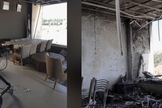 Estúdio da Daystar em Jerusalém antes e depois do ataque a bomba. (Foto: Reprodução/CBN News)