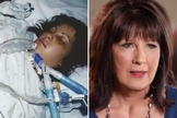 Valerie em coma na UTI na época do acidente e hoje. (Foto: Reprodução/CBN News)