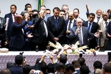 Bolsonaro participa de culto na Câmara dos Deputados. (Foto: Marcelo Camargo/Agência Brasil)