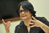Ministra Damares Alves em audiência pública na Câmara dos Deputados. (Foto: Marcelo Camargo/Agência Brasil)