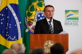 Presidente Jair Bolsonaro na solenidade alusiva aos 200 dias de governo. (Foto: Alan Santos/PR)