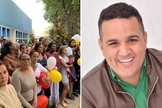 Cantor Elyon Sosthenes é recebido por centenas de pessoas na saída do hospital. (Foto: Reprodução/Facebook)