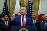 Presidente dos EUA, Donald Trump, fala sobre a Turquia e a Síria na Casa Branca. (Foto: Kevin Lamarque/Reuters)